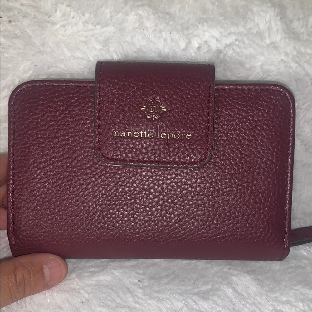 NWOT Nanette Lepore Deep Red Textured Wallet - Picture 6 of 8